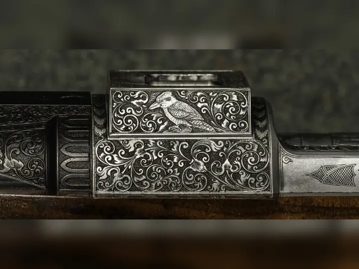 Bicentennial rifle walnut stock detail